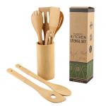 Food Grade Bamboo Cooking Utensils Kitchen Tool Set 7 Pcs For Nonstick Pots for sale