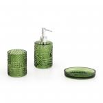 Carved Style Glass Soap Foam Dispenser Toothbrush Holder Bathroom Accessories Set for sale