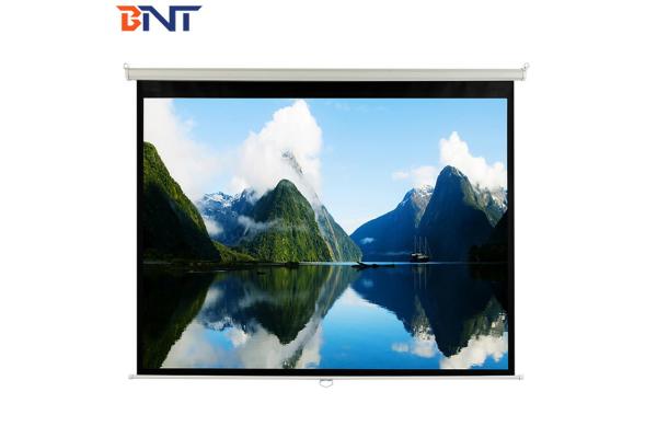 Matte White K PVC Manual Projector Screen 100 Inch With Metal Handle
