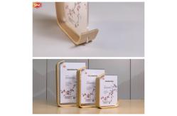 China Display Clear Table Card L Shape Acrylic Photo Picture Frame with Wood Base supplier