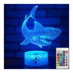Multiscene RGB 3D Illusion LED Lamp , Remote Control Shark 3D Night Light for sale