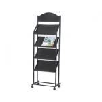 Removable Metal Newspaper Display Stands , Brochure Display Racks With Wheel for sale