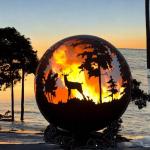 Round Steel Outdoor Fire Pit Ball Depth 60cm 80cm 100cm Custom