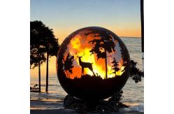 China Round Steel Outdoor Fire Pit Ball Depth 60cm 80cm 100cm Custom supplier