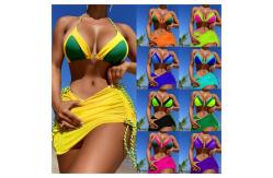 China High Elasticity 3 Piece Swim Set Padded Cup For Women supplier