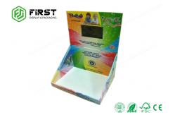 China Custom Made Portable 4C Offest Printing Cardboard Recycled Paper Counter Display Stand supplier