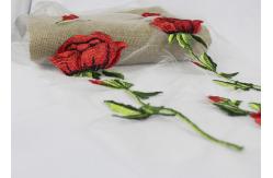 China Polyester Embroideried Mesh Rose Lace Fabric , Floral Lace Netting Fabric OEM Service supplier