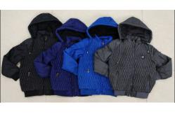 China Blue Hooded Kids Padded Jacket Boys Adjustable Cuffs Anti Shrink supplier