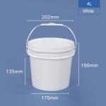 4L Food Grade Plastic Bucket with Lids and High Temperature Resistance in White