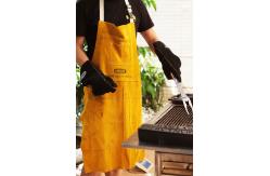 China Barber Butcher Pockets Apron BBQ Tools 100% Leather Materials Fashion Designing supplier