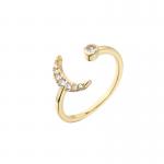 Diamond Inlaid Star Moon Ring 18K Gold Wedding Engagement Jewelry OEM for sale