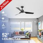 1stshine Ceiling Fan Industrial 52 Inches Black ABS Blades DC Motor Remote Control for sale