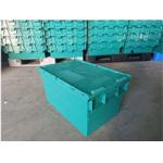 Logistics Movable Plastic Attached Lid Containers Customized Logo for sale