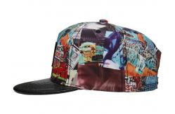 China ACE Graffiti Pattern Applique Flat Brim Snapback Hats For Women 5 Panels supplier