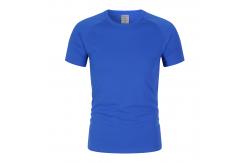 China ODM Embroidered 240gsm Round Neck T Shirt Polyester Blank Blue Plain T Shirts supplier