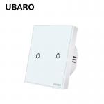 UABRO EU/UK Standard 2Gang Wall Light Touch Switch Luxury Glass Panel Led Indicator 220V 10A 5-300W/Gang for sale