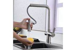 China Brushed Nickel Single Hole Pull Out Kitchen Faucet Switchable Two Function Sprayhead supplier