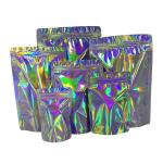 Holographic Resealable Plastic Bags 120g Stand Up Aluminum Foil Bag for sale