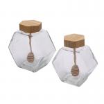 220ML Glass Jam Sauce Clear Honey Jar Hexagon Glass Honey Bottles for sale