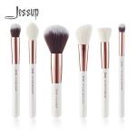 Full 6pcs White And Rose Gold Makeup Brushes Aluminium Ferrule for sale