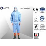 Non Woven Chemical Protective Clothing Full Face Two Way Zipper Bound Seams for sale