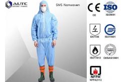 China Non Woven Chemical Protective Clothing Full Face Two Way Zipper Bound Seams supplier