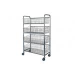 Vegetable Mobile Commercial Wire Shelving Storage Rack With 4 Shelf Baskets for sale