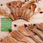 Scratchfree Teak Wood Cooking Utensils , Rustproof Non Stick Kitchen Tools