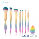 Synthetic Hair Plastic Gradient Cosmetic Makeup Brush Set 8 PCS With Sponge