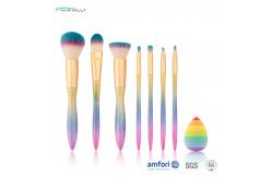 China Synthetic Hair Plastic Gradient Cosmetic Makeup Brush Set 8 PCS With Sponge supplier