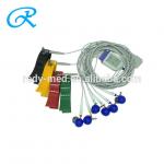 Double Ear Electrode Snap Connector , Black / Red / Yellow EKG Machine Cable