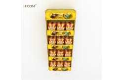 China Custom 4-Tiers Yellow Metal Food Display Rack Design for Sale supplier
