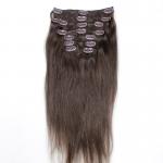 Dark Brown Color #2 Brazilian Human Hair Clip In Hair Extensions Cuticle Aligned 8pcs 120 Gram for sale