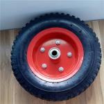 350-6 Red Steel Rim Pneumatic Trolley Wheels Rubber Pneumatic Sack Truck Wheels for sale