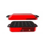 1200W Red Electric Takoyaki Pan With Removable Plate And Metal Top Cover for sale