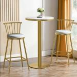 Diameter 550mm Round Golden Table Bar Chairs And Table For Living Room for sale