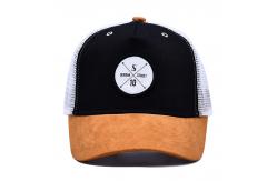 China Custom 5 Panel Trucker Cap High Quality Suede Curved Brim Mesh Trucker Hats supplier