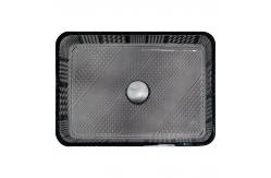 China European Style Rectangular Shaped Glass Wash Basin Transparent Black Sink supplier