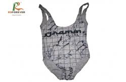 China Grey Custom Printed Clothing Gridding Design Low Back One Piece Swimsuit supplier