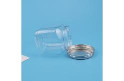 China 90mm Neck Dia 300ml Clear Plastic Jar Pet Food Container With Metal Lid supplier