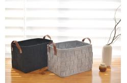 China Rectangular 3mm 5mm Felt Storage Bin With PU Handles supplier
