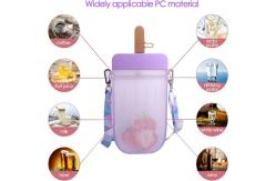 China 300ml Plastic Cute Water Bottle Multicolor With Straw supplier