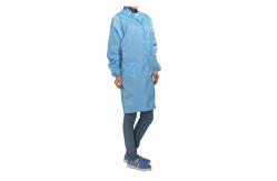 China ESD Smock Antistatic Cleanroom Workwear Polyester Stripe Grid Polyester Logo Customized supplier