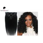 Natural Balck Grade 7A Virgin Clip In Hair Extension , Straight Human Hair Weaving for sale