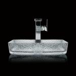 330mm 460mm Bathroom Wash Basin Table Top Shallow Glass Die Casting Crystal Clear