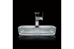 China 330mm 460mm Bathroom Wash Basin Table Top Shallow Glass Die Casting Crystal Clear supplier