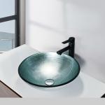 Silver Tempered Glass Sink Vessel Brushed Line With Foil 420 * 420 * 145mm for sale