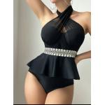 Comfortable Ladies One Piece Swimsuit In Solid White For Poolside Lounging Black Sexy Bikini for sale