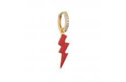 China CZ Lightning Bolt Hoop Earrings OEM Classic Gold Plated Enamel Earring supplier