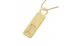 China Rectangle Custom DIY Pendant Necklace CZ 18k Gold Plated Initial Necklace supplier